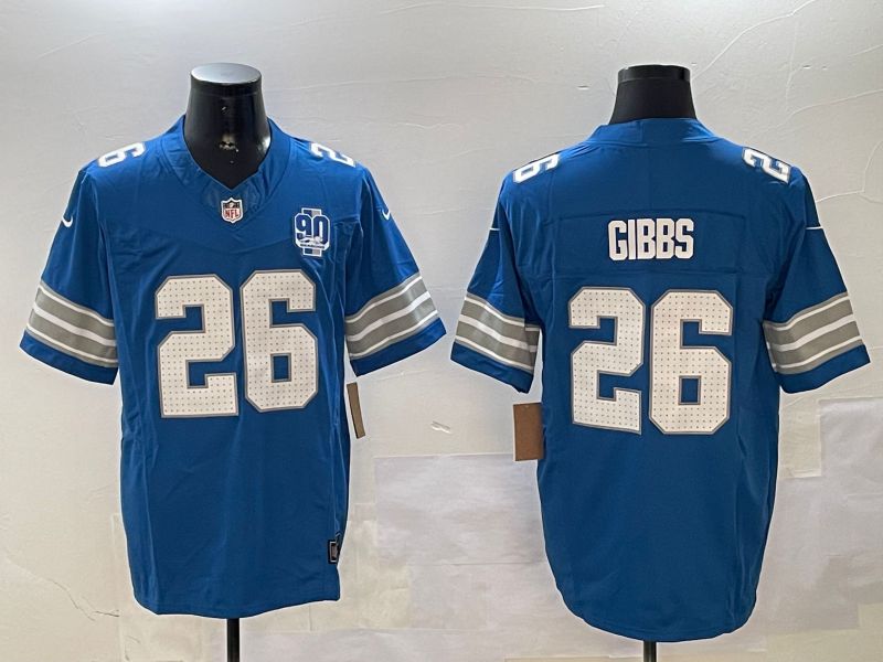 Men Detroit Lions #26 Gibbs Blue three generations 2024 Nike Limited NFL Jersey style 3->detroit lions->NFL Jersey